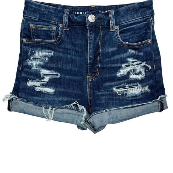 American Eagle Shorts Women Size 4 Next Level Stretch Curvy High Rise Distressed - Picture 4 of 10